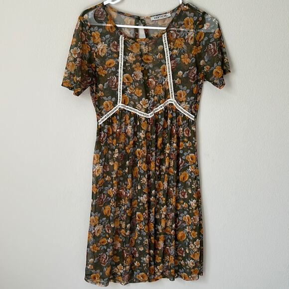 Vertiche sheer green floral dress | Swim Cover Up - Picture 1 of 6